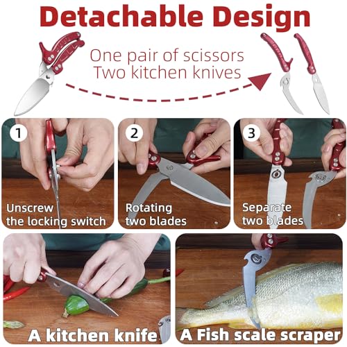 Gaifongre Heavy Duty Poultry Shears,Kitchen Shears For Food Heavy Duty,Kitchen Scissors All Purpose,Rigid Bones,Chicken,Fish,Meat,Easily Separable For Thorough Cleaning,Dishwasher Safe. thumb #3