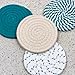 4-Piece Cotton Trivets Set for Drinks, 4.3 Inch Fit for All Kinds of Cups, Super Absorbent Drink Coasters, Minimalist Cotton Handmade Trivets for Coffee Table (Turquoise)
