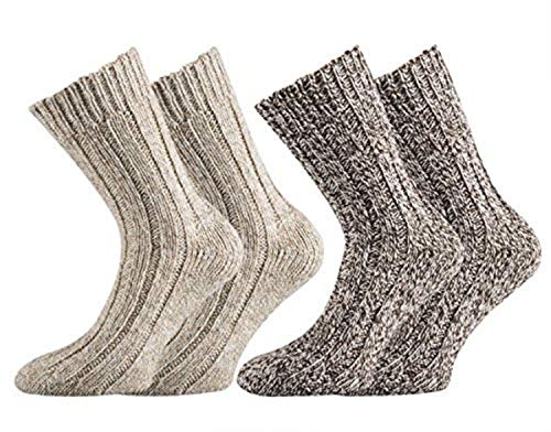 Preisvergleich Produktbild FussFreunde 4 Paar superweiche, vorgewaschene Norwegersocken, Premium Strümpfe, hoher Schurwollanteil mit zusätzlicher Garantie (Beigetöne, 35-38)