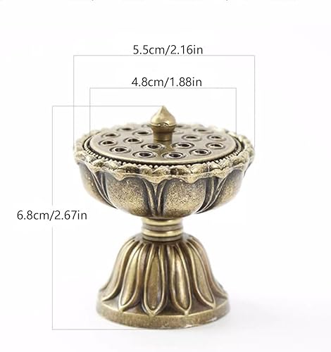 Miniatura 2 de Leheybia Quemador de incienso con lámpara de loto, soporte para quemador de incienso para sala de estar, decoración retro, centro de mesa, comedor,