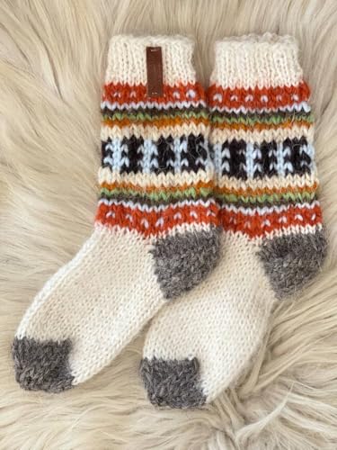 Hand Knitted Extra Thick Wool Socks, Large Sizes, Pure Organic Wool, Cozy Bed Socks,Therapeutic Warmth, Perfect Christmas Gift,Free Shipping3