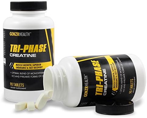 Pure Tri-Phase Creatine Supplement - 5000mg Pills, Genzr Product, Optimum Formula - Muscle Growth, Superior Endurance & Fast Recovery