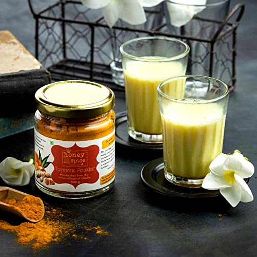 Image of Honey and Spice High Curcumin Turmeric (100g) | Glass Jar Packaging | Haldi Powder | Ideal for Eating, Drinking, Cooking | Natural and Fresh