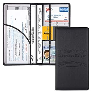 Cacturism Car Registration and Insurance Holder, Vehicle Glove Box Car Organizer Men Women Wallet Accessories Case with Magnetic Shut for Cards, Essential Document, Driver License, Black