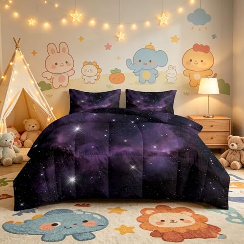 Edredón de 7,5 tog sin funda con diseño de nebulosa reversible para cama doble 4