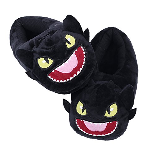 Ardermu Mignonne Dragon de Dessin animé Slippers - Soft Fluffy Plush Chaud Confortables Chaussures de Salon pour Femmes Adolescents Adolescents Garçons et Filles