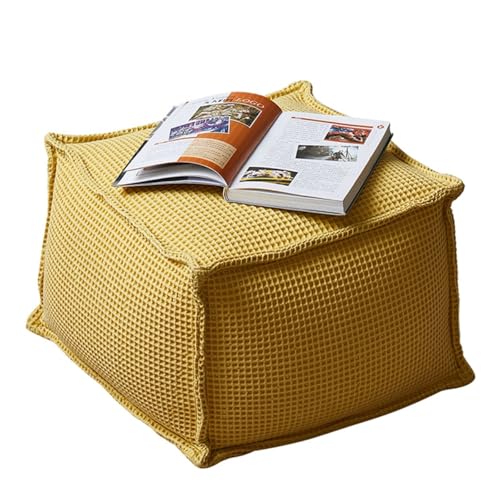 Pouf en pur coton gaufré noir, siège d'angle haut de gamme