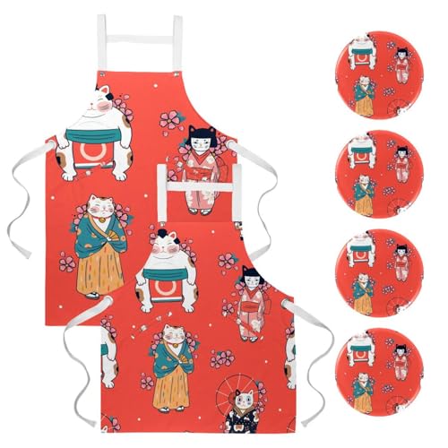 Tablier de serveuse de cuisine style japonais idéal pour pâtisserie et nettoyage de maison