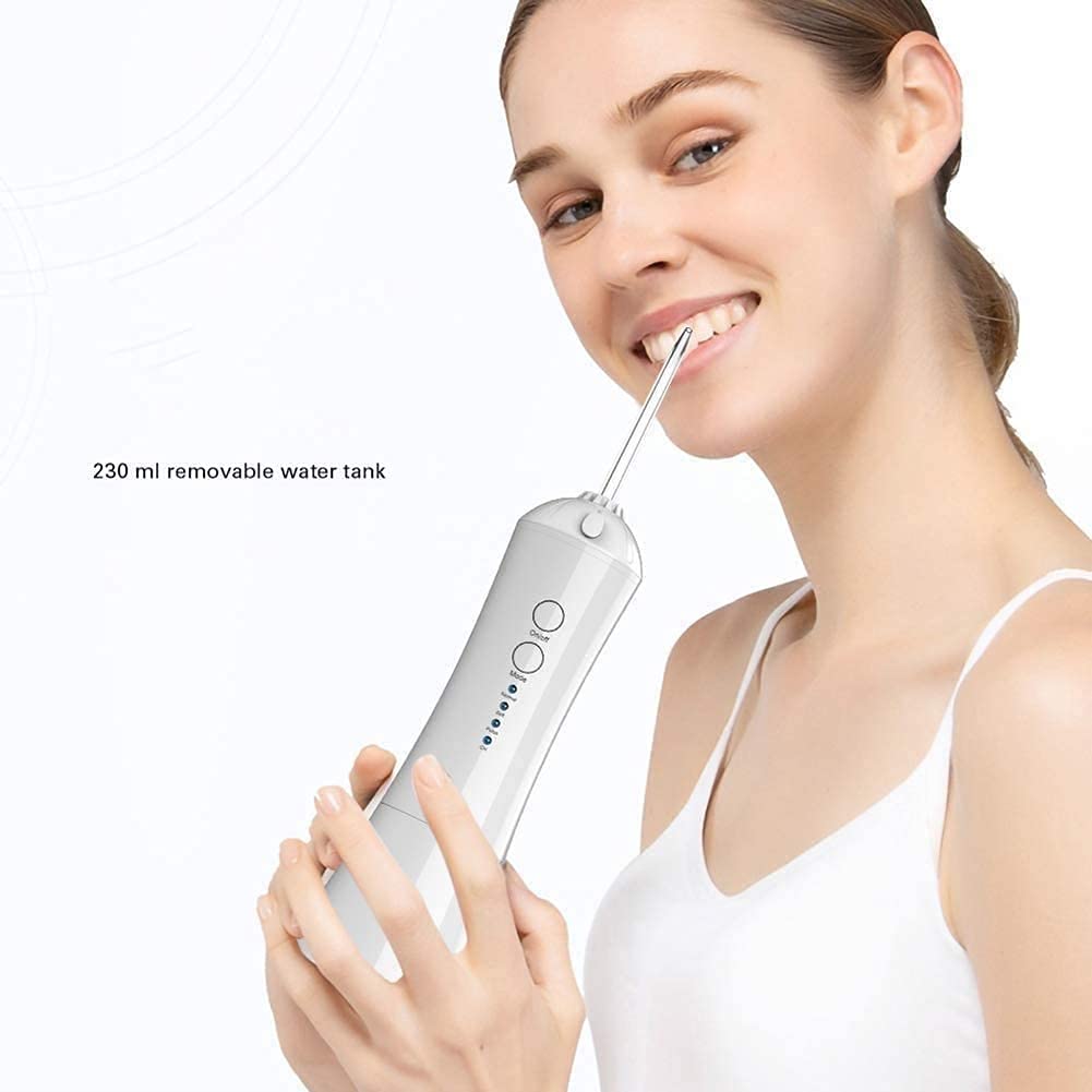 GeRRiT Idropulsore, irrigatore Orale Dentale Portatile con 3 modalità, detergente for Denti Impermeabile Ricaricabile for la casa e Il Viaggio - Serbatoio da 2 ml (Color : White)