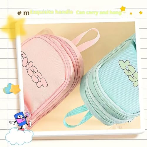 Image of Kawaii Cute Green Pencil Pouch with Push-Pull Eraser Set for Kids Soft Plush Cartoon Stationery Combo School Supplies for Boys & Girls Multi-Pocket Zipper Case + Eraser | Gift Pack
