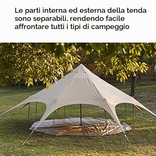 Tenda Impermeabile in Tela di Cotone per 8-10 Persone, rifugio per glampante con mazzi da Forno, Durevole casa da Campeggio per Famiglie all'aperto per Feste e Uso del Tempo Libero, Marrone
