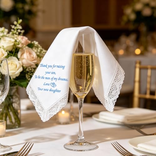 Image of HOULIFE Wedding Handkerchiefs for Bride Something Blue Bride Groom Gift