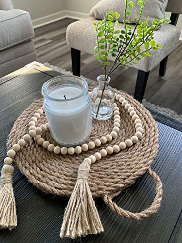 58Inch Wood Beads Garland With Tassel - Natural Prayer Wood String Beads Decorative Beads For Morden Farmhouse Boho Decor #TOP5