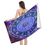 Leichong Toalla de Playa Zodiac Constelaciones Grande de Microfibra Hombre Mujer, Toallas Playa Cielo Estrellado Secado Rápido, Absorbente Toalla Baño 90 x 180 cm