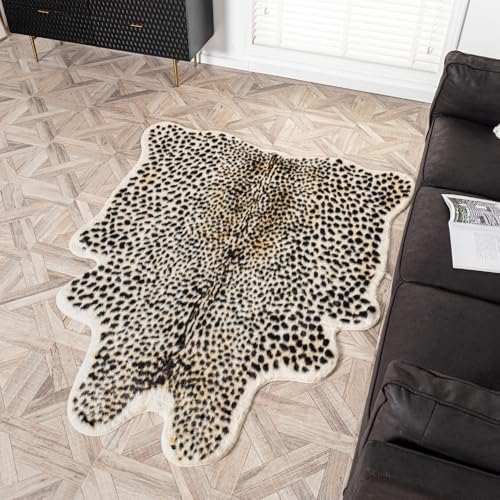 Leopard Area Rug Animals Printed Hide Mats Faux Fur Cowhide Skin Carpet for Home Office, Livingroom, Bedroom, 5.2ft x 6.5ft (160 x 200cm) by yingda1992 - Image 3