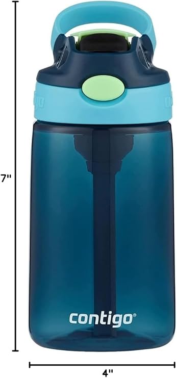 زجاجة مياه Contigo Kids مع قش AUTOSPOUT مصمم ، 14 أونصة ، Blueberry Ocean