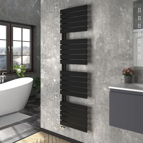 Image of Warmehaus Designer Heated Towel Rail Warmer Flat Panel Black 1800x500mm