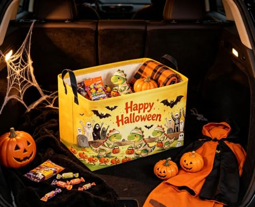Image of Sanjiaofeng Rectangular Cute Dinosaur Halloween Baskets,Waterproof Foldable Dinosaurs Basket with Handles,Nursery Hamper,Home Organizer,Books Box,Gift Baskets(Belted Dinosaur)
