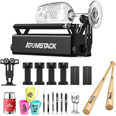 ATOMSTACK R3 Pro Laser Rotary Roller, Gravur Hilfsmodul für Lasergravierer, 360° Y-Achse Rotationsrolle für Carving Becher/Zylinder/Runde/übergroße Objekte (R3 Pro Rotary Roller) Cover