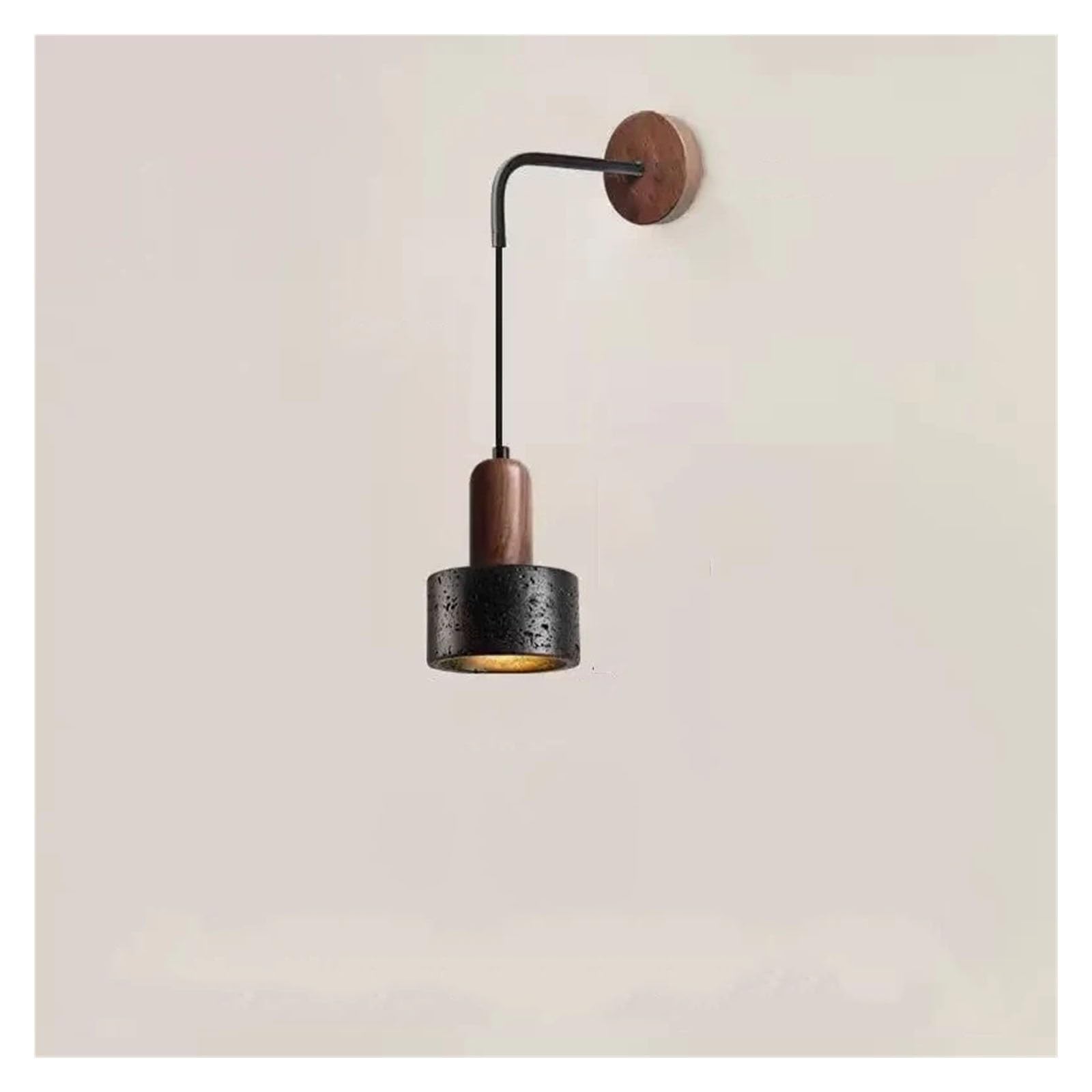 KUNYOS Yellow Travertine Wabi Sabi Black Stone Retro Wall Lamp E27 Bedside Home Decor Light for Bedroom Living Room Corridor(Black Stone_7W)