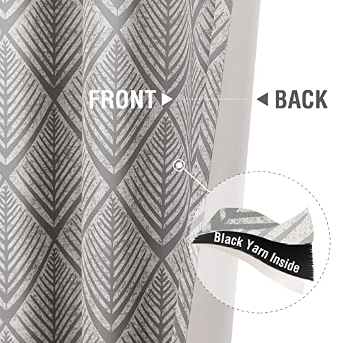 Jinchan Tie Up Valance Curtain Geometric Valance For Kitchen Living Room Ferns Leaf Print Blackout Window Valance Adjustable Thermal Insulated Tie-Up Valance 18 Inch Rod Pocket 1 Panel Grey On Beige #TOP3