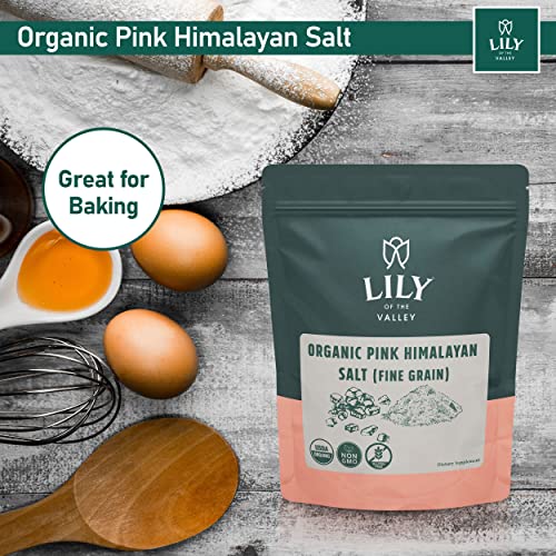 Lily Of The Valley Pink Himalayan Salt - 100% Certified Organic & Unrefined Real Salt Perfect For Cooking, Baking And Grilling - Fine Grain, Vegan, Gluten-Free, Non-Gmo - (8Oz, 226G) #TOP3