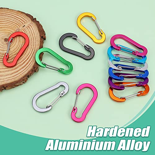 Craebuer 12 Pack Carabiner Clip, 2 inch Aluminum D-Ring Colored Carabiners, Snap Hook Sport Accessories for Outdoor Camping Hiking - Thumbnail 2