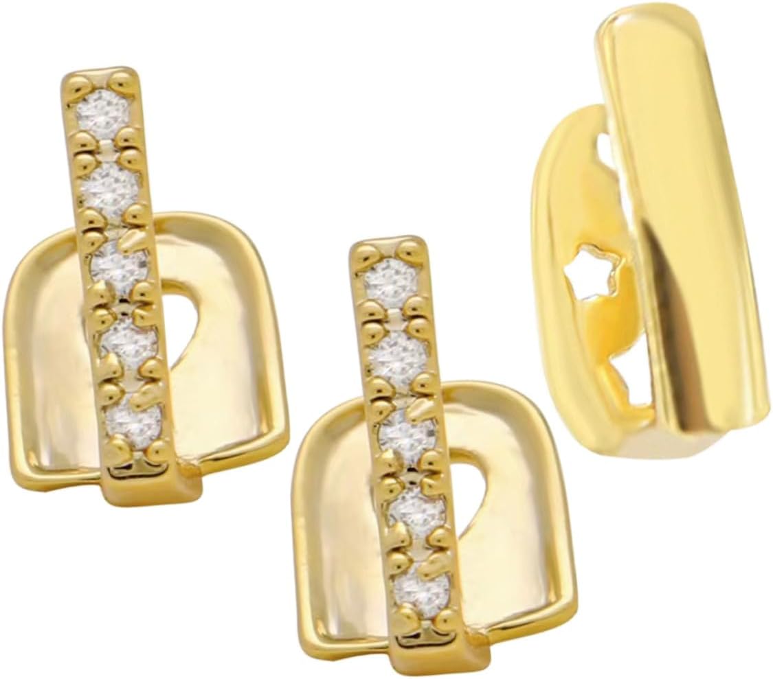 3pcs Hip Hop Teeth Grills Set Metal Mouth Grill Accessories for Men Fashion Jewelry DIY Gold Color Teeth Gems