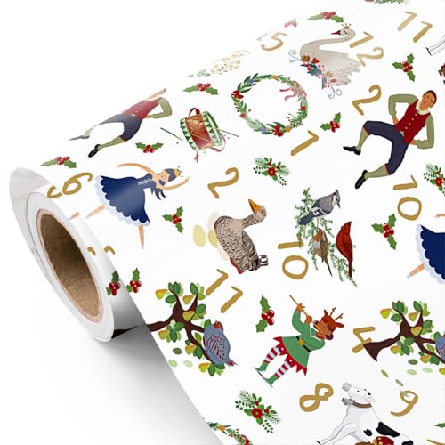 WRAPAHOLIC Christmas Wrapping Paper - 12 Days of Christmas Countdown