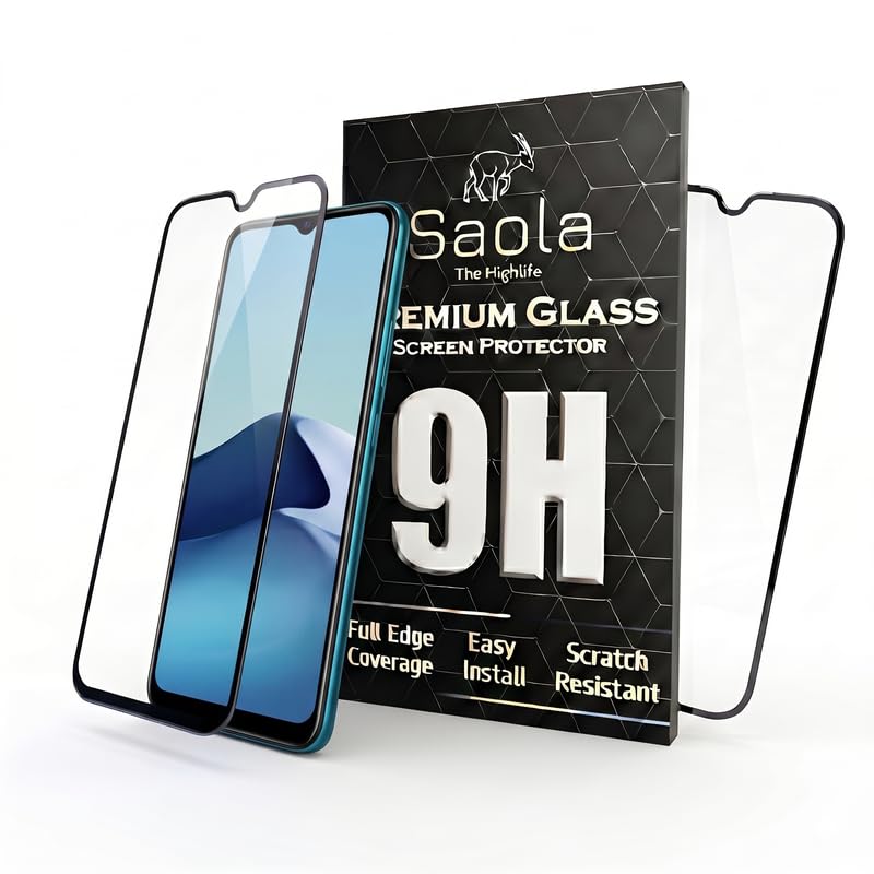 Image of Saola Hd+ Oleophobic Tempered Glass Screen Protector For Vivo Y20T Smartphone (Pack Of 2) With Free Installation Kit. Full Screen Coverage - 6.51 Inch