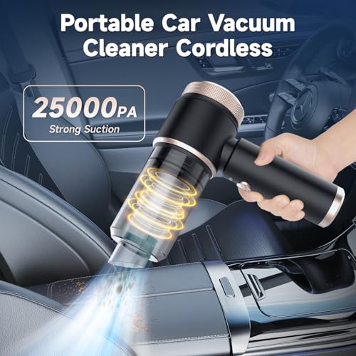 25000PA Powerful Cordless Handheld Vacuum Cleaner for Car & Home, 30 Mins Runtime, 400ML Dust Cup, Lightweight Rechargeable Portable Hoover for Pet Hair, Comes with 7 Accessories (With Charger Plug) - Image 8