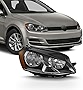 AKKON - Chrome Housing Right Side Headlight Assembly For 15-19 VW Golf GTI MK7 [Halogen Model Only]