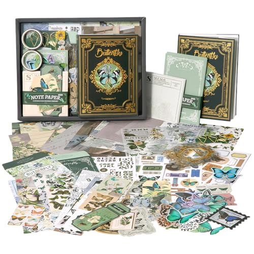 SAVOSWEET Scrapbook Kit, Papillon Scrapbooking Kit Débutant, Bullet Journal Accessoire DIY avec Carnet A6, Ruban Adhésif Washi, Autocollants, Papier Décoratif, Bloc...
