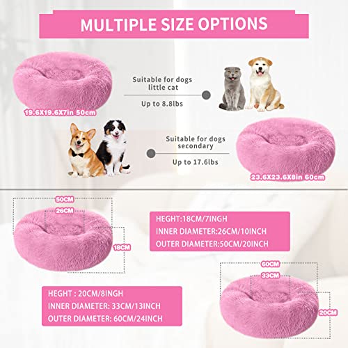 LuckyZoo77 Flauschiges Hundebett Rund 50 cm – Weiches Donut Katzenbett für kleine Hunde & Katzen, Waschbar & rutschfest, Plüsch Haustierbett, Rosa