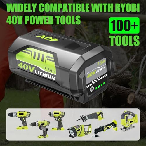 Image of 2Pack 7500mAh Replacement 40V Batteries for Ryobi 40V Battery Compatible with Ryobi 40Volt Battery OP40261 OP40404 OP40501 OP40602 OP4075A Power Tools