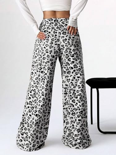 Image of ZAFUL Women's Fuzzy Plush Pajama Pants Wide Leg Pj Bottoms Lounge Pants