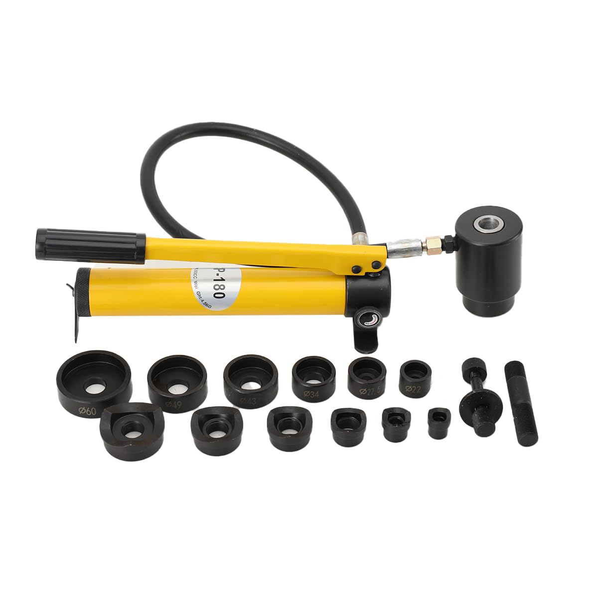 Punzone Idraulico Set 6 Modelli 22-60mm, Pompa Smontabile 10T, Testa Rotante 360°, Per Metallo, Alluminio, Acciaio, Uso Industriale Cantieri Elettrico Navale Meccanico