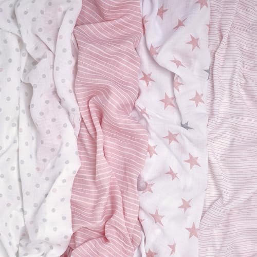 Image of aden + anais Essentials Muslin Swaddle Blankets for Baby Girls and Boys, Newborn Receiving Blanket for Swaddling, 100% Cotton Baby Swaddle Wrap, 4 Pack, Doll