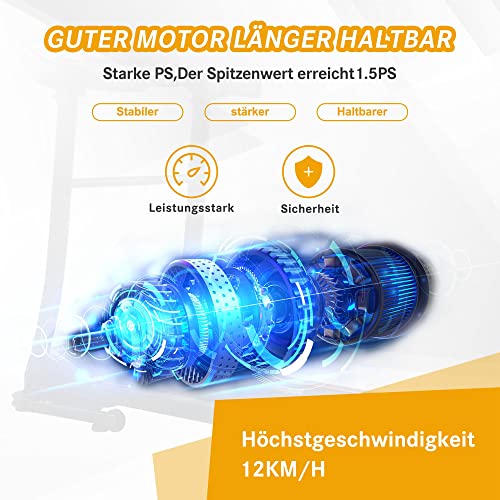 Foto von Merax Laufband elektrisches Laufband Klappbar, 1,5Ps, 12 Km/h, 12 Laufprogramme Tablet Halterung USB, AUX and Bluetooth connectivity and LED Display, 133 * 63 * 106 cm