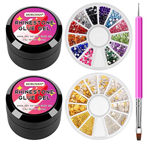 Nail Art No Wipe Rhinestone Glue Gel Kit, Super Adhesive Nail Gel