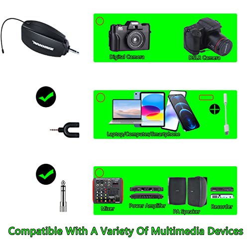 Wireless Microphone Headset System Fitness Instructor Handheld Lavalier Clip 3 In 1 115Ft Uhf Wireless Mic Range Working Time 6H 1/8 Inch Jack For Singning Speaker Amplifier Pa System Teaching Fitness #TOP4