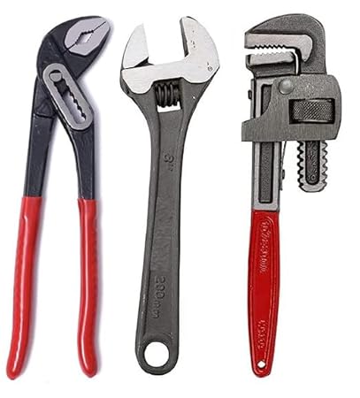 Exotic Arcade Kit Of 3 Tools Plumbing Kit (Contains 10 Inch Water Pump Plier, 10 Inch Pipe Wrench, 8 Inch Adjustable wrench) Multipurpose Tool Kit Set