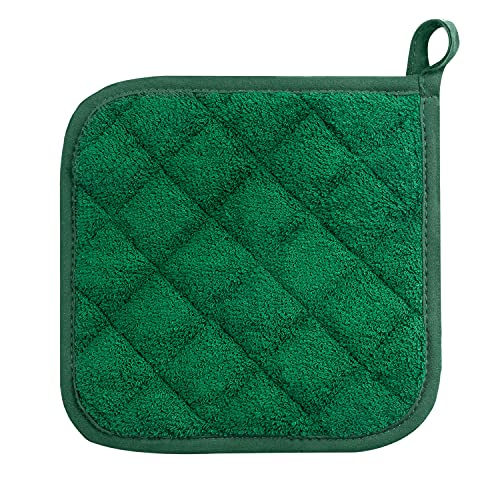 100% Cotton Kitchen Everyday Basic Terry Pot Holder Heat Resistant Coaster Potholder for Cooking and Baking Set of 5 Dark Green by Lifaith - Used condition - Image 2