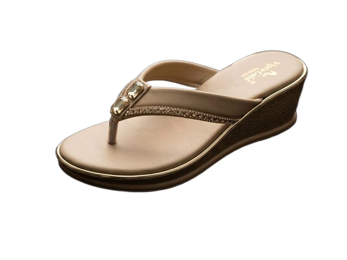 Women's Fashion Wedge Heels | Cushioned Comfort Slip-On Sandals Stylish Crystal-Embellished Straps, Comfortable Lightweight Sole Daily Wear Slippers-image-39