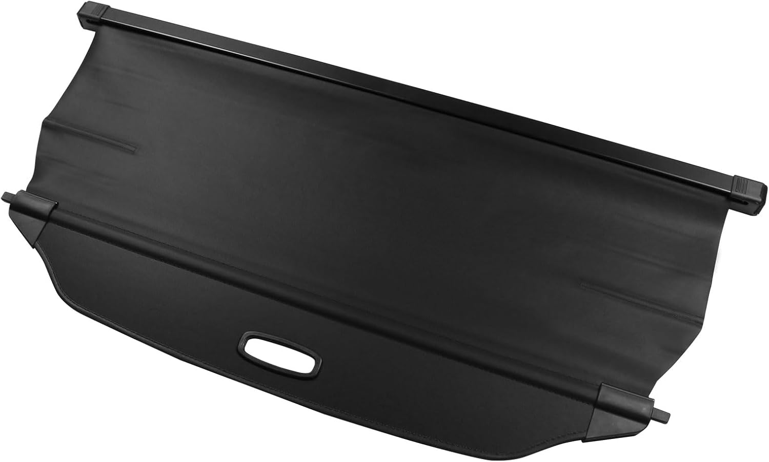 IKON MOTORSPORTS, Cargo Cover Compatible with 2018-2023 Subaru Crosstrek & 2017-2023 Impreza Hatchback, Unpainted Black Vinyl+Aluminum Rod Rear Tonneau Security Cover Retractable