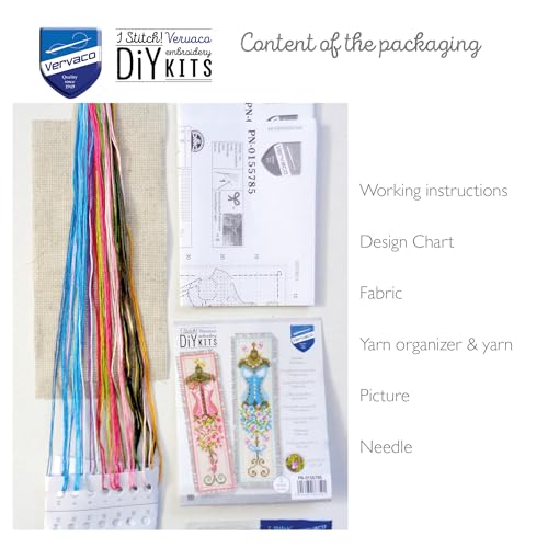 Image of Vervaco Bookmark Counted Cross Stitch kit Corset Set of 2, DIY