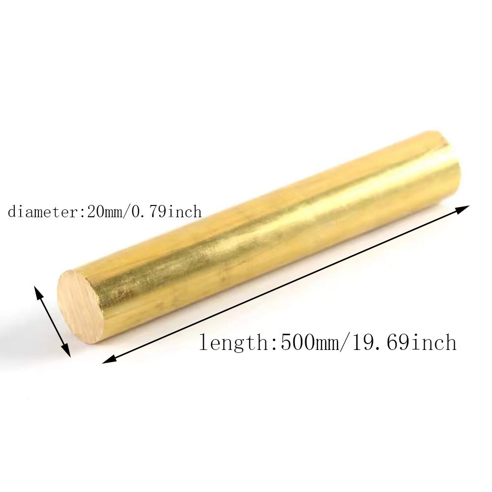 H59 Barra in Ottone Rame Tonda Asta Rotonda Rod Tondino Solido Sticks Stock Cu per elettrolitico Fresatura Saldatura,20mm*500mm