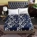 Hecnoey Floral Printed Bed Fitted Sheets for Audlt,Deep Pocket Soft Fitted Sheet Only (Navy Blue,Queen)