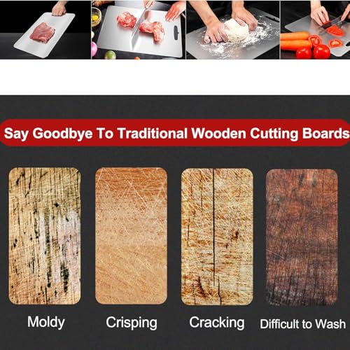 Apex Titanium Cutting Board for Kitchen Vegetables and Meat (12 * 8 in + 1|4 * 9 in) - Pure Titanium Chopping Boards