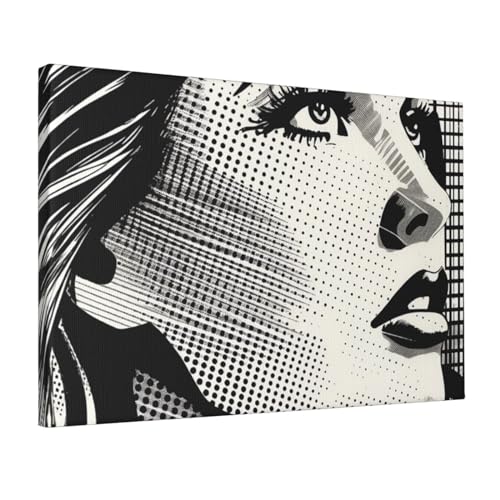 Impression sur toile d'art moderne à pois monochromes 30,5 x 45,7 cm